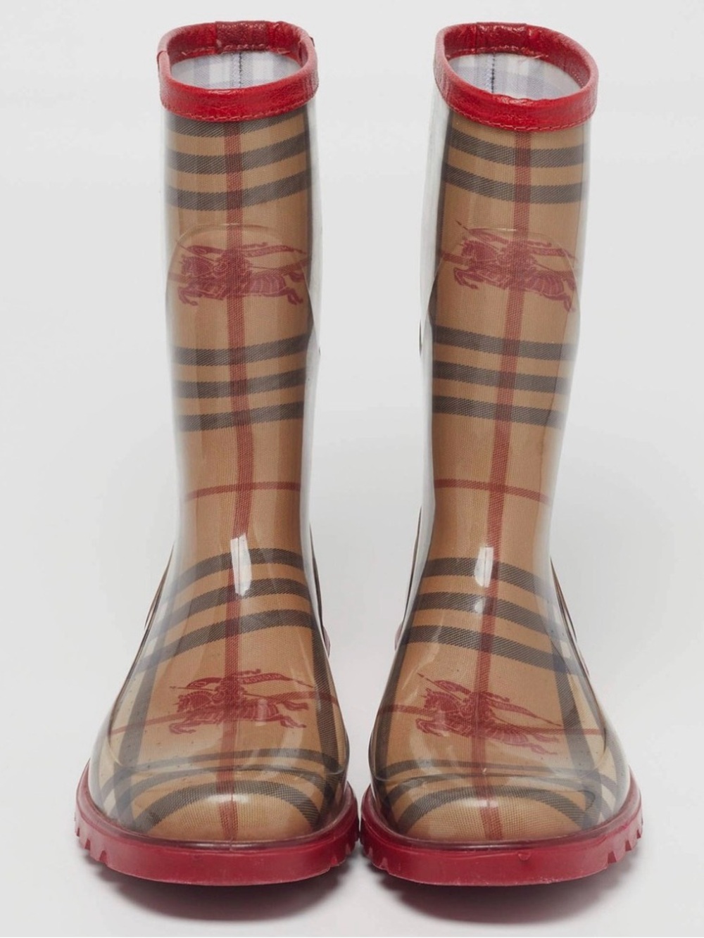 Burberry Rain Boots with Red Trim